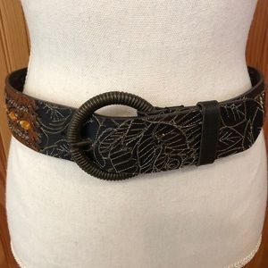 CHICO’s Sequined, Beaded Leather Belt - Small